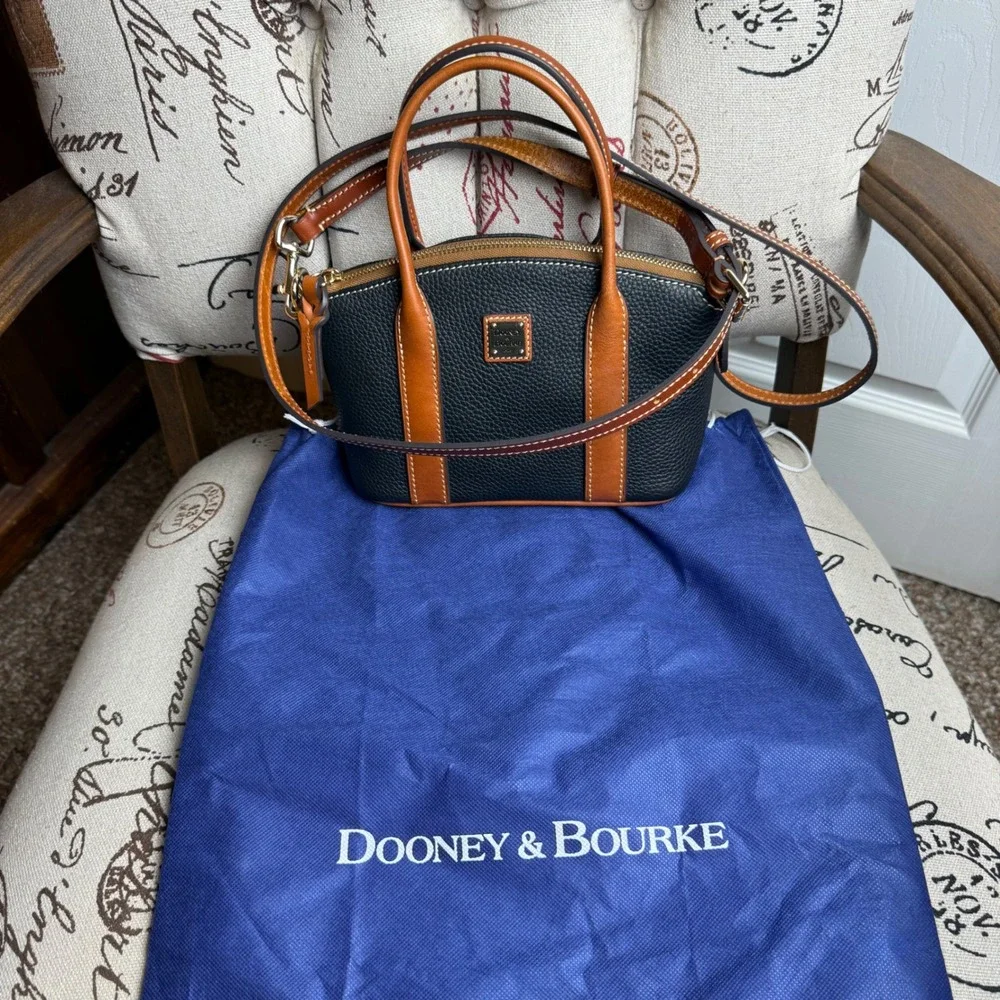Dooney & Bourke Small Madeline Satchel Black Pebbled Leather Crossbody R5073 BL